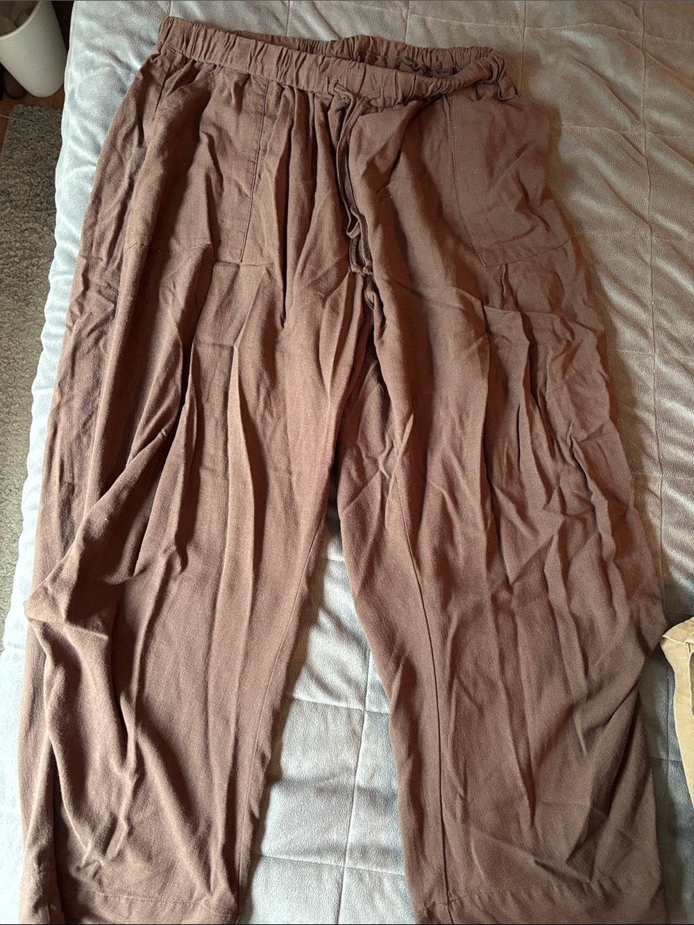 Womens Linen Barrel Pants Casual Summer Travel Lounger trousers - Picture 5 of 7